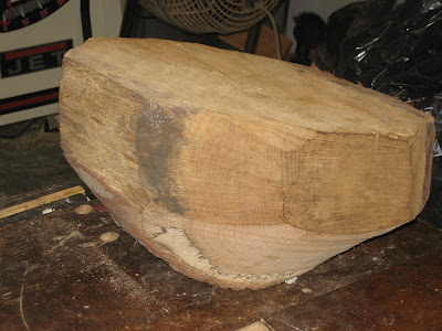 A log ready to begin making into a bowl